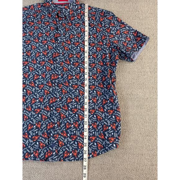 Johnston & Murphy Shirt Mens Medium Novelty Crawfish Short Sleeve Button Down - Picture 3 of 9